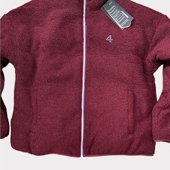 FOURLAPS Polar Quilted Sherpa Jacket Burgandy/Smoke - Picture 8 of 14